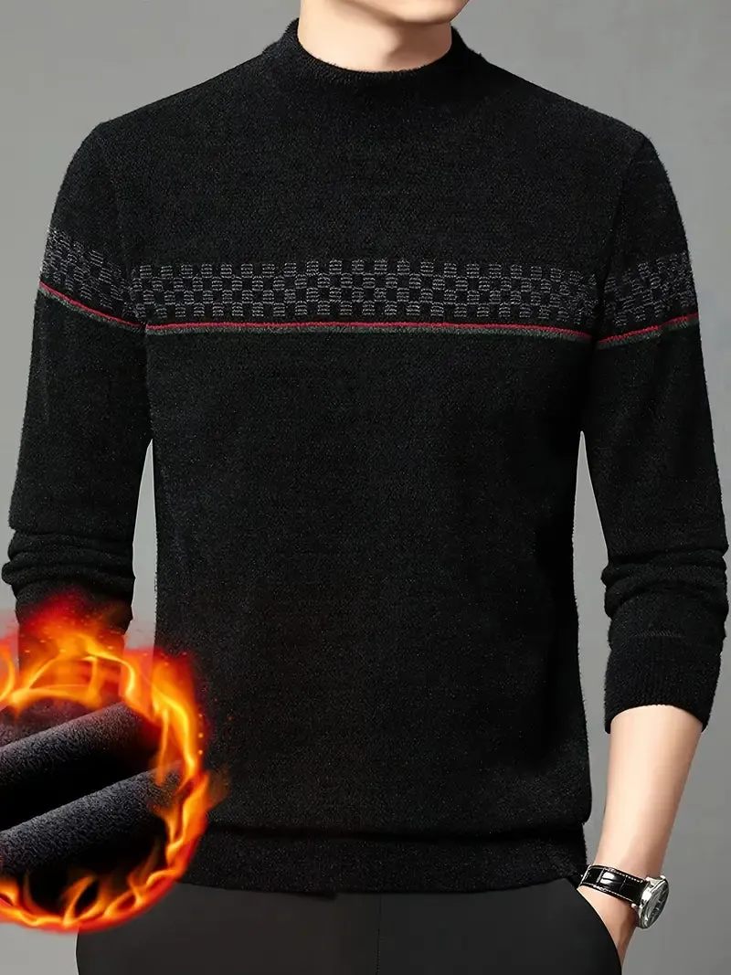 Warm fleecegevoerd gestreept sweatshirt met ronde hals