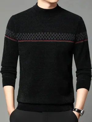 Warm fleecegevoerd gestreept sweatshirt met ronde hals
