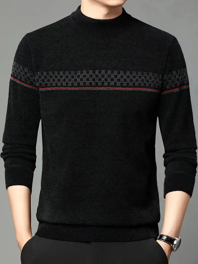 Warm fleecegevoerd gestreept sweatshirt met ronde hals