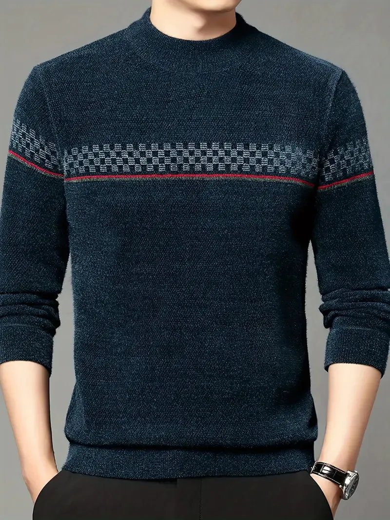 Warm fleecegevoerd gestreept sweatshirt met ronde hals