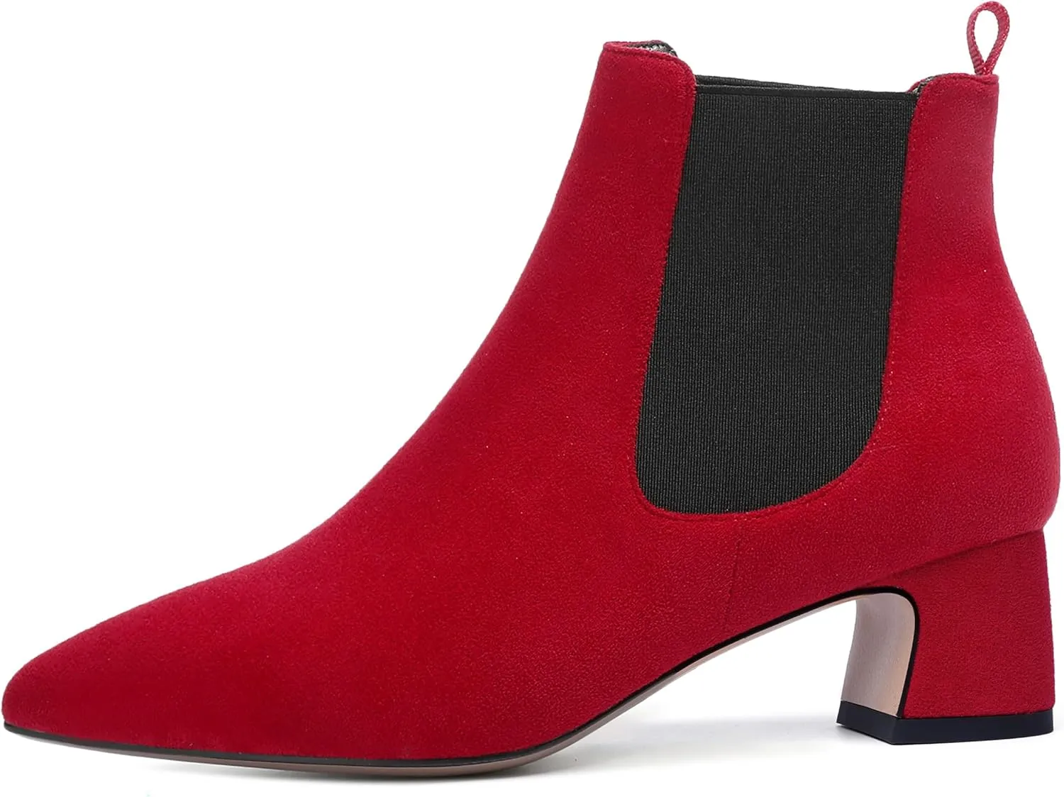 WAYDERNS Womens Suede Solid Dress Pointed Toe Bungee Evening Chunky Low Heel Ankle High Boots 2 Inch