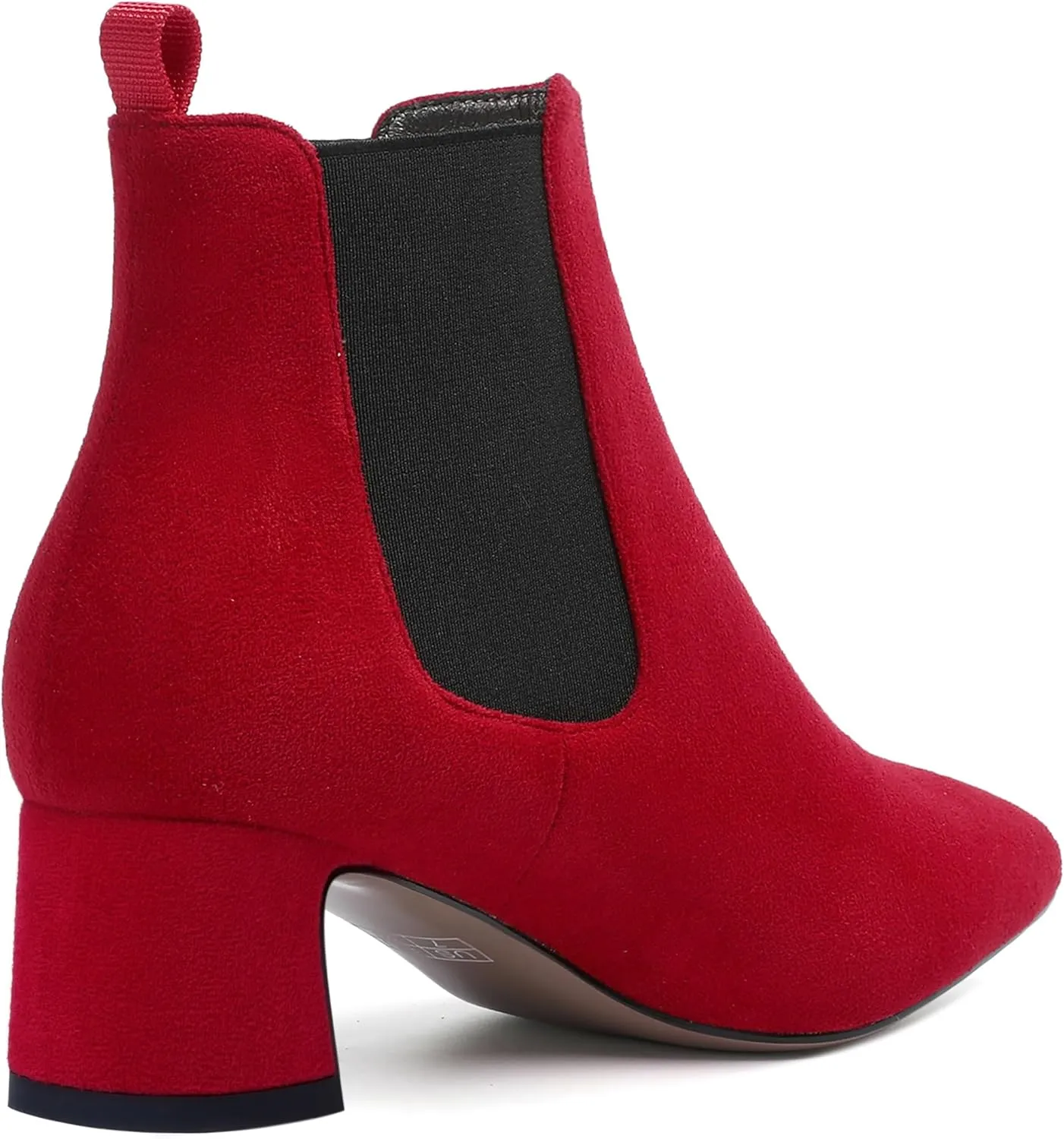 WAYDERNS Womens Suede Solid Dress Pointed Toe Bungee Evening Chunky Low Heel Ankle High Boots 2 Inch