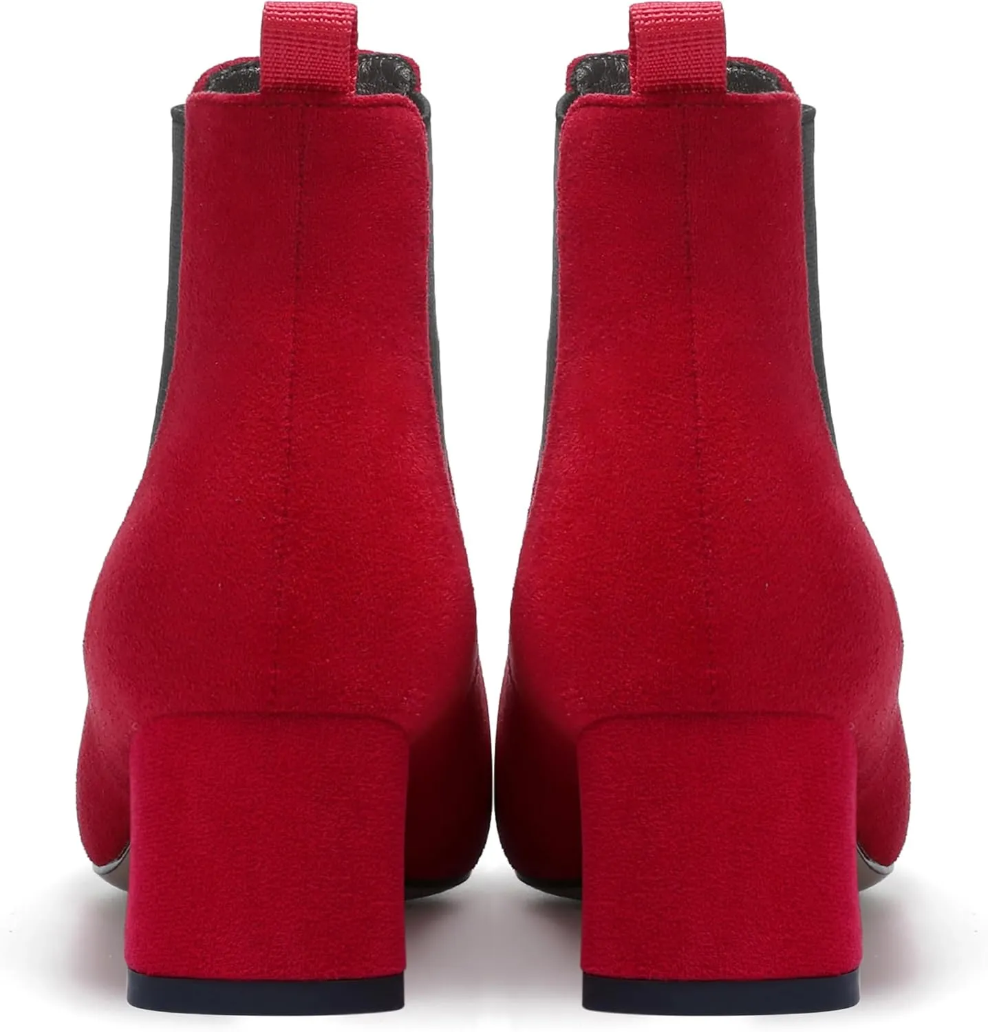 WAYDERNS Womens Suede Solid Dress Pointed Toe Bungee Evening Chunky Low Heel Ankle High Boots 2 Inch