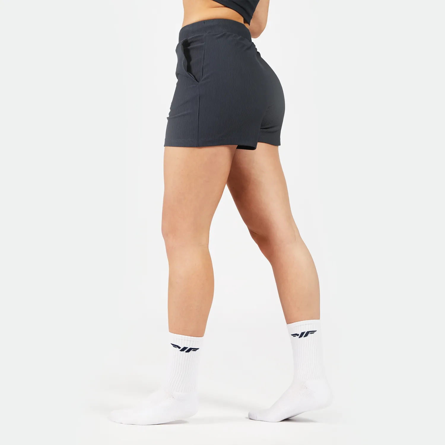 WOMEN-GO BEYOND RIBBED SHORTS (SEA-BLUE)