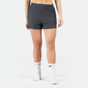 WOMEN-GO BEYOND RIBBED SHORTS (SEA-BLUE)