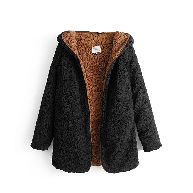 Women's autumn and winter velvet double-sided warm coat