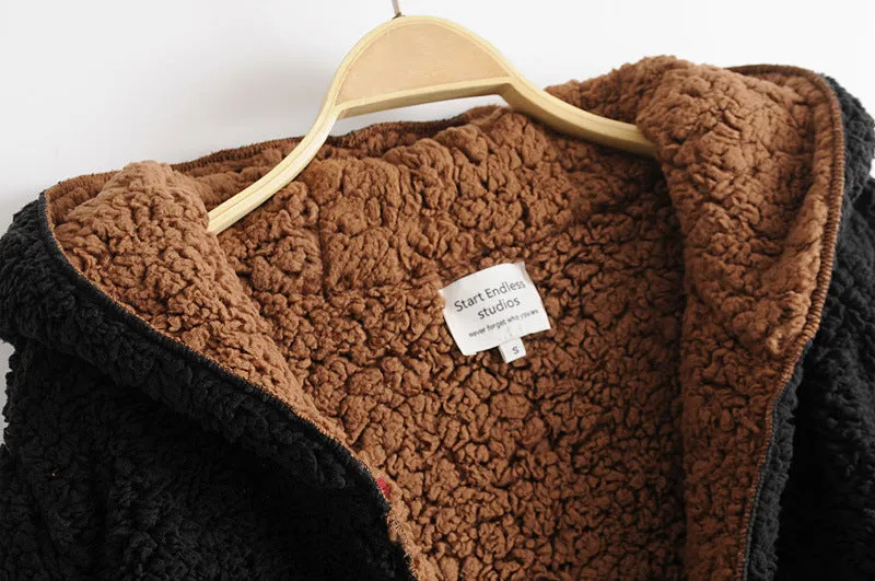 Women's autumn and winter velvet double-sided warm coat