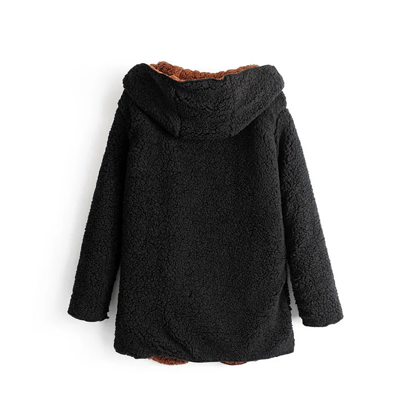 Women's autumn and winter velvet double-sided warm coat