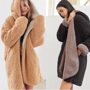 Women's autumn and winter velvet double-sided warm coat