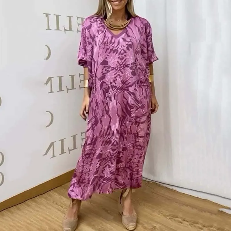 Womens Fall Fashion Casual Printed Dress Two-Piece Set