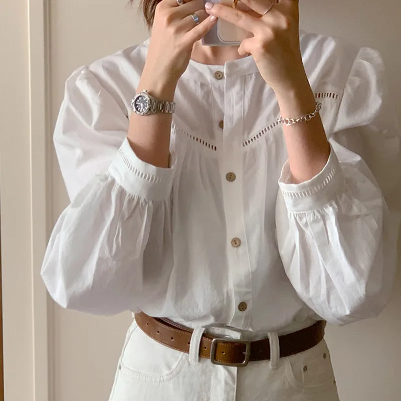 Women's Long Sleeve Solid Color Shirts & Blouses S  578759