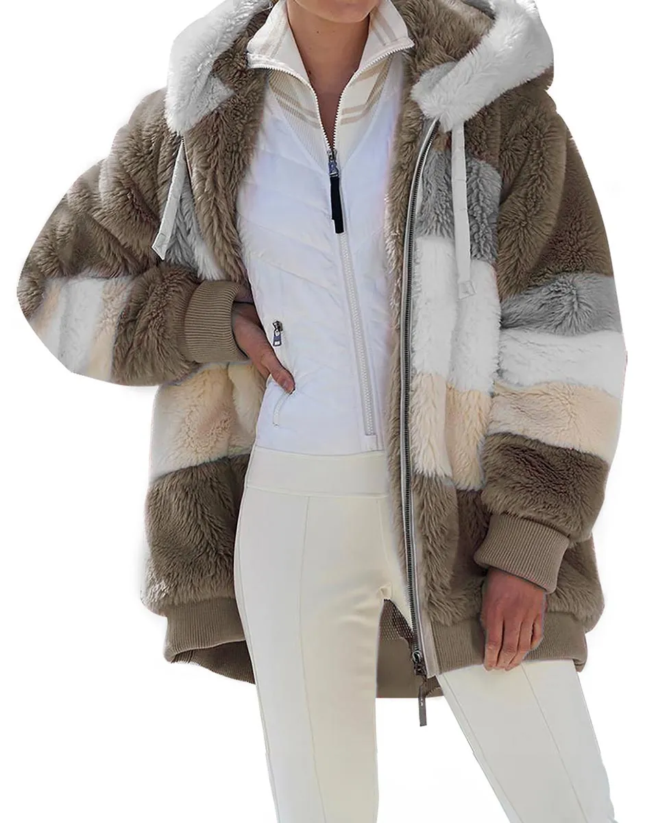 Womens Winter Coats Plus Size Plush Coats Winter Warm Overcoat Outwear